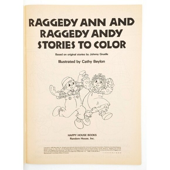 VTG 2 RAGGEDY ANN & ANDY COLORING BOOKS DOLL STORIES COLOR NOS HAPPY HOUSE USA - Picture 5 of 6